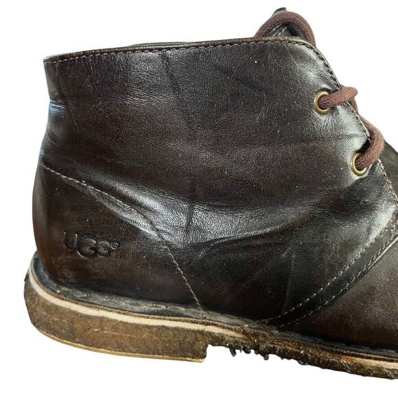 Ugg 3275 Leighton Chukka Lace Up Brown Leather Mens Ankle Boots Shoes sz 10